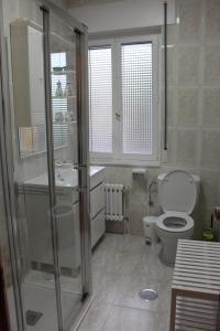 利洛Casa do Roxo de Rinlo Nº REGISTRO VUT-LU-00706的带淋浴、卫生间和盥洗盆的浴室