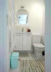 里摩日Cool Places的一间带卫生间、水槽和镜子的浴室