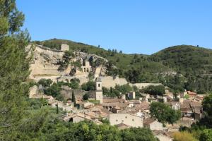 布尔邦Les lavandes de Sèverine的山边的村庄