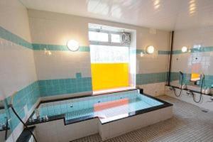 草津草津高原青年旅舍的游泳池,浴室设有窗户