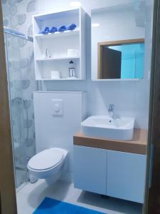 德尔韦尼克Villa Star的白色的浴室设有卫生间和水槽。