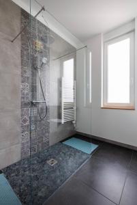 布尔Sonnige Wohnung im Herzen von Bühl的带淋浴的浴室和玻璃门