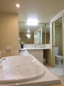 莫阿马Madison Spa Motel - Adults Only的带浴缸和卫生间的大型浴室