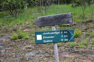 EtnedalGamlestølen Fjellstue的田野远足径的标志