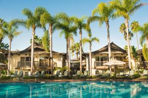 圣地亚哥汉弗莱半月旅馆的棕榈树和游泳池度假村