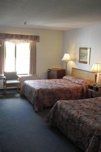 多尔勃迪利庄宾馆的酒店客房设有两张床和窗户。