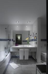 卡莫纳帕拉多卡莫纳酒店的一间带水槽、淋浴和卫生间的浴室