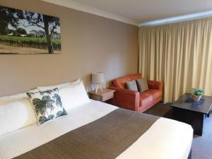 佩诺拉亚历山大卡梅隆套房汽车旅馆的配有一张床和一把椅子的酒店客房