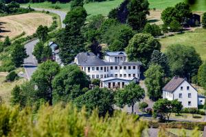 施塔特基尔Landhotel Eifelblick的山丘上大房子的空中景色