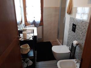 莱泽诺Maison de Denise的一间带卫生间和水槽的小浴室