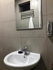 卡兹贝吉ELSADA的浴室设有白色水槽和镜子