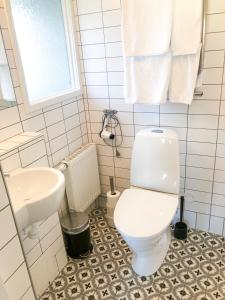 Sjöbo华布亚斯缇外瑞库德宾馆的浴室配有白色卫生间和盥洗盆。