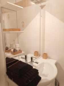 波城Park de Vincennes的白色的浴室设有水槽和镜子