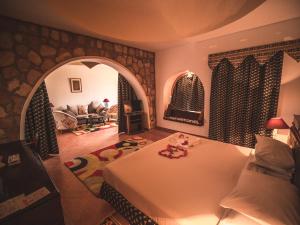 阿布辛贝塞提阿布辛贝湖度假酒店的一间卧室设有一张床和一间客厅。