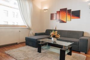 布尔诺Nobless Apartment Brno的客厅配有沙发和桌子