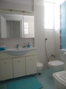 PlatánaKymi Bay House的白色的浴室设有水槽和卫生间。