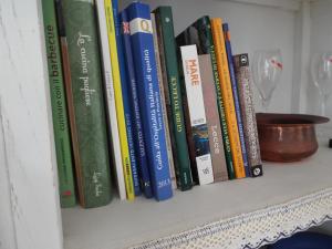 莱乌卡Villa La Floridiana - Sweet House的书架上放着一堆书