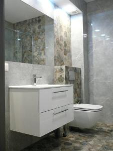 济夫努夫Gardenia Mare Baltic Dziwnów的浴室配有白色水槽和卫生间。