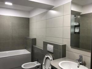 吉诺卡斯特克莱米酒店的浴室配有盥洗盆、卫生间和浴缸。