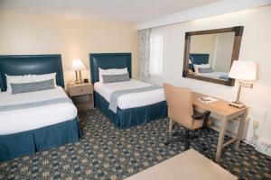 米德尔堡米德尔堡酒店的酒店客房设有两张床、一张桌子和一面镜子