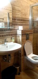 帕莫瑞Apart Hotel Iglika的浴室配有白色水槽和卫生间。