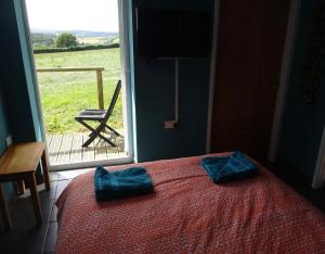 索尔塔什Little Trenoweth的一间卧室配有一张床和一个带椅子的窗户