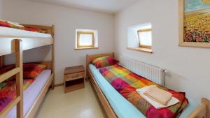 博希尼Apartmaji pri Marodnu的一间卧室配有两张双层床。