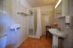卡尼亚诺尤帕特利亚库酒店的一间带水槽和淋浴的浴室