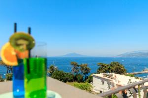 卡普里AQUAMARINE Relaxing Capri Suites的阳台享有海景。