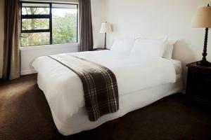 瓦纳卡Pembroke Lodge的卧室配有一张大白色床和窗户
