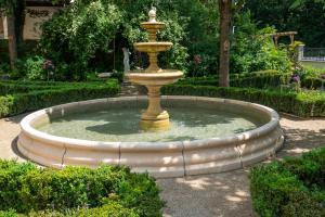 德累斯顿Villa Golding - Flat 1的花园中央的喷泉