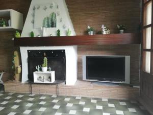 加里格利亚CAN CACTUS GARRIGUELLA的一间带电视和壁炉的客厅