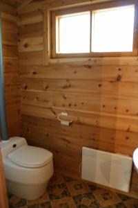 LemmenjokiPaltto Elämysretket的小木屋内的浴室设有卫生间和窗户