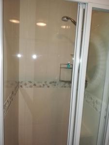 布鲁堡史特兰504 Witsand的浴室里设有玻璃门淋浴