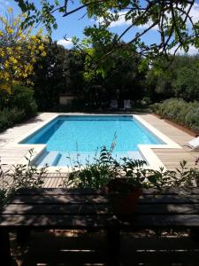 ArgilliersApartment Uzès Pont du Gard的庭院中间的游泳池
