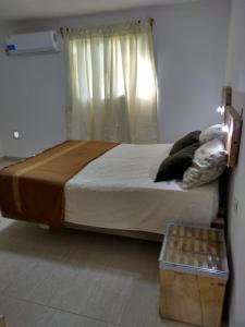拉里奥哈HUELLAS LOFTER的一间卧室设有一张大床和窗户