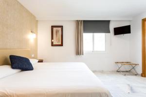 贝赫尔-德拉弗龙特拉Hotel Nómadas的卧室设有一张白色大床和一扇窗户。