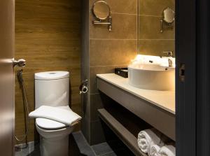 新山TROVE Johor Bahru的一间带卫生间和水槽的浴室