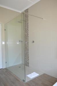 维德尼斯原野酒店的浴室里设有玻璃门淋浴