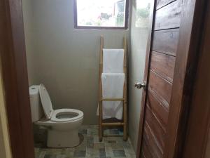 乌布Gusti Room的一间带卫生间和毛巾梯的浴室