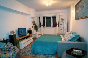 康斯坦察Boem Apartment的客厅配有床和电视。