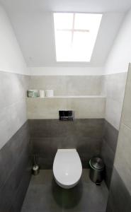 格丁尼亚BP Hostel Gdynia的浴室设有卫生间,上面设有窗户。
