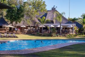 雾观Kruger Park Lodge Unit No. 611的度假村的游泳池,人们在里面游泳