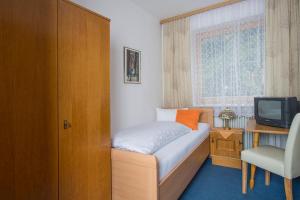 劳里斯安妮丽瑟旅馆的一间小卧室,配有一张床和电视