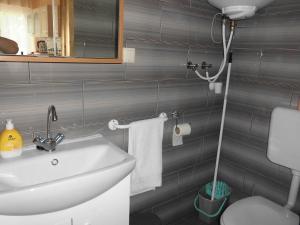 沙罗什保陶克Napfény Apartman的一间带水槽和卫生间的浴室