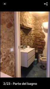Isola del GiglioAccogliente monolocale的一间带水槽和石墙的浴室