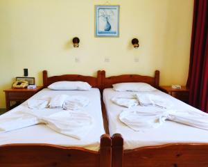 卡尔帕索斯Titania Hotel Karpathos的卧室内两张并排的床