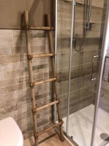 内图诺Le Stanze del Borgo的带淋浴的浴室内的竹梯