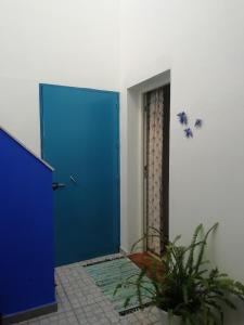 莫拉尔岛TRES ANDORIÑAS的植物间里的一个蓝色门