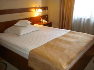 阿拉德克瑞萨纳阿拉德酒店的卧室配有一张带灯的白色大床